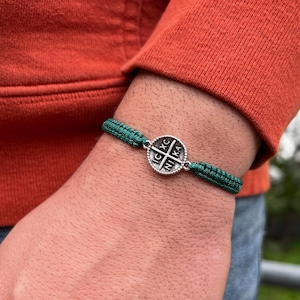 Konstantino Cross Macrame Bracelet: Antique Silver Greek Byzantine Style