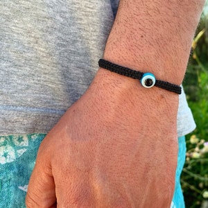 Minimalist Macrame Evil Eye Bracelet, Protection Jewelry, Religious Bracelet, Made in Greece