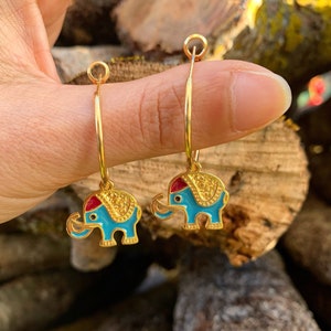 Elephant Earrings, Elephant Hoop Earrings, Animal Earrings, Elephant Jewelry, Good Luck Earring, Made in Greece, Women Jewelry, Gift for Her