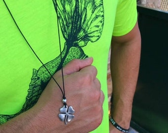 Four Leaf Clover Necklace, Lucky Charm Pendant, Greek Jewelry