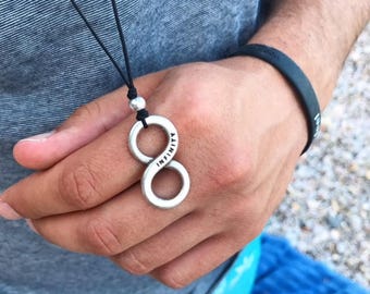 Infinity Necklace, Infinity Jewelry, Love Necklace, Friendship Necklace, Greek Necklace, Men Necklace, Adjustable Necklace, Gift for Him