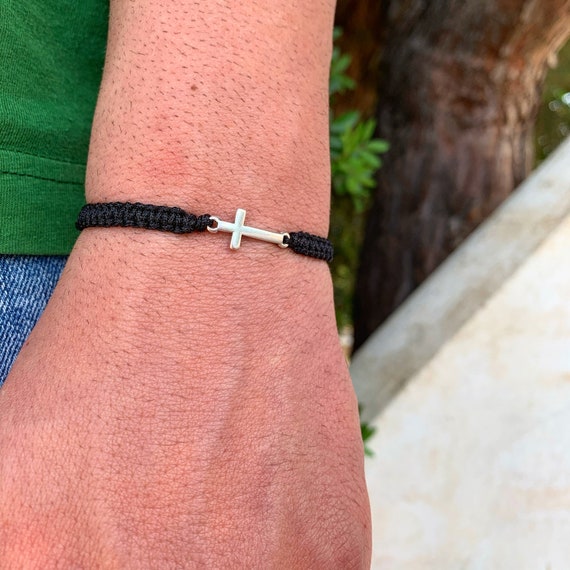 Thick Komboskini Cross Bracelet with Wood Beads – GREEK GIFT SHOP