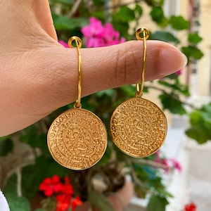 Phaistos Disc Earrings, Phaistos Jewelry, Hoop Earrings, Boho Earrings, Ancient Greek Earrings, Greek Earrings, Gift for Her, Women Earrings