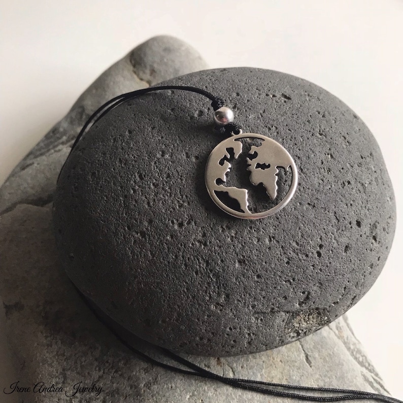 Silver Necklace Greek Necklace World Map Necklace World Necklace Earth Necklace Men/'s Jewelry Globe Necklace Men/'s Necklace