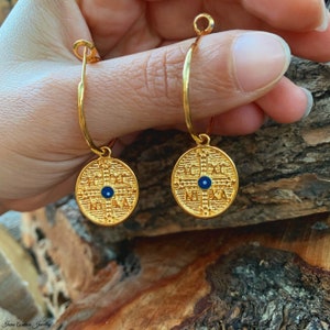 Konstantino Earrings, Greek Byzantine Earrings, Evil Eye Earrings, Christian Earrings, Greek Coin Earrings, Greek Earrings, Women Earrings