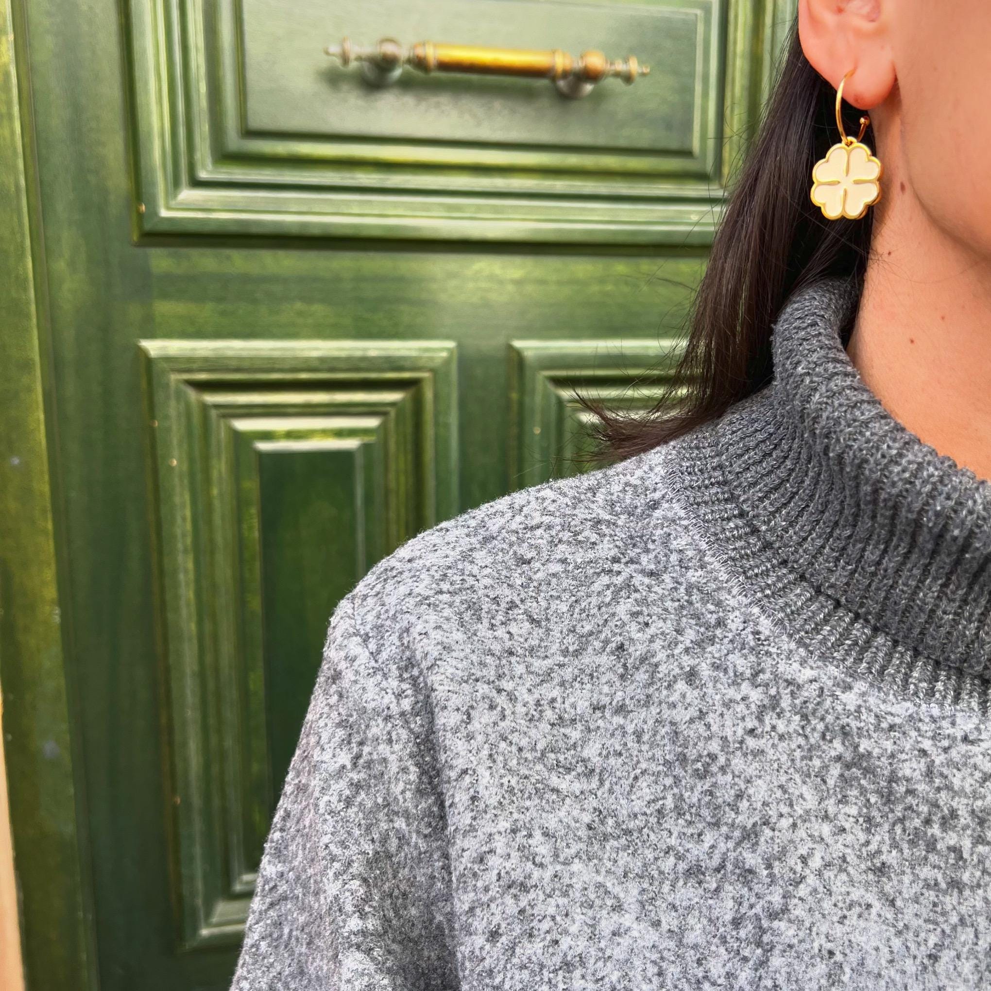 Orecchini Donna Tobestu San Patrizio, Ciondolo Quadrifoglio Portafortuna In Ottone E Zirconio, Colore Oro, Confezione Regalo - 2