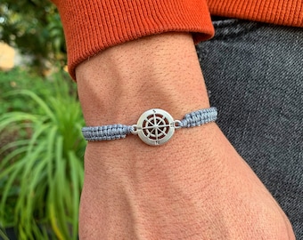 Compass Macrame Bracelet, Men Nautical Bracelet, Made in Greece