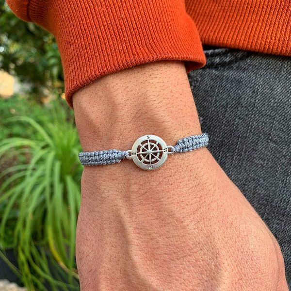 Compass Bracelet, Compass Jewelry, Men's Bracelet, Greek Jewelry, Greek Bracelet, Macrame Bracelet, Greek Jewelry, Men Jewelry, Gift for Him