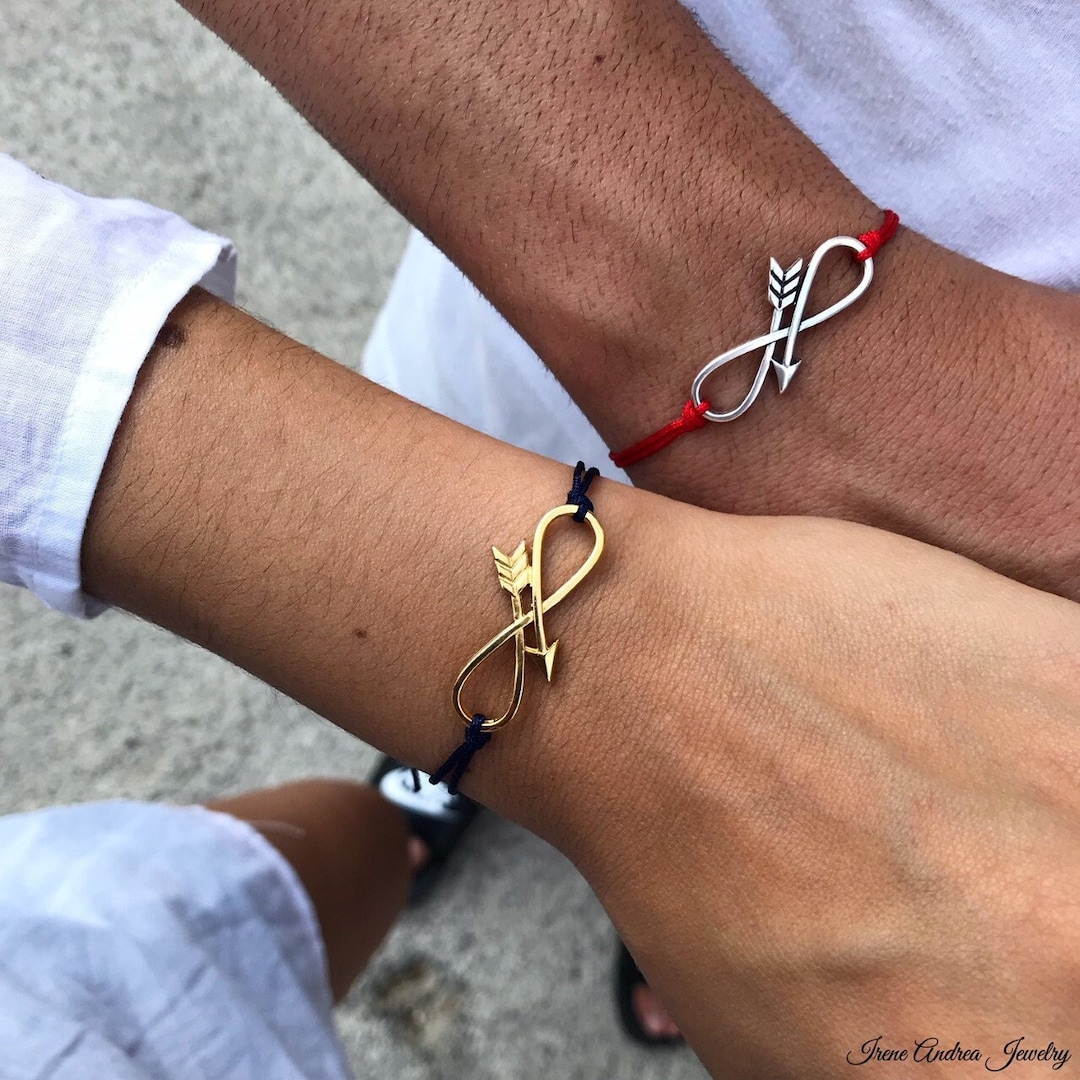 Infinity Arrow Couple Bracelets: Gold & Silver Plated, Love Bracelets ...