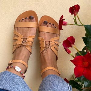 Greek Leather Sandals, Greek Sandals, Leather Sandals, Ancient Goddess Sandals, Handmade Sandals, Roman Sandal, Made in Greece, Brown Sandal