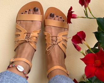 Sandalias griegas de cuero, sandalias griegas, sandalias de cuero, sandalias de diosa antigua, sandalias hechas a mano, sandalias romanas, hechas en Grecia, sandalias marrones