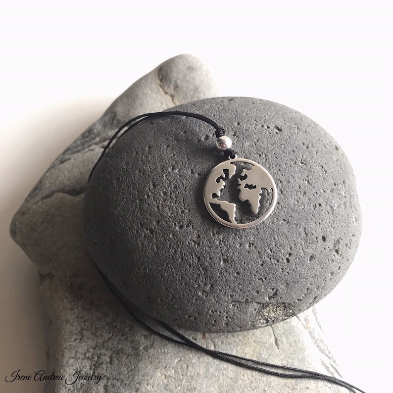 Silver Necklace Greek Necklace World Map Necklace World Necklace Earth Necklace Men/'s Jewelry Globe Necklace Men/'s Necklace