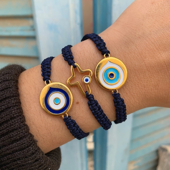 evil eye cross on macrame cord evil eye cross on macrame cord