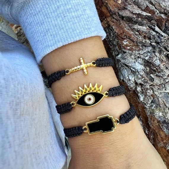 Bracciale Aperto COSMEVIVI Con Occhio Di Allah In Titanio, Portafortuna Regolabile Per Donne E Ragazze, Contro Il Malocchio