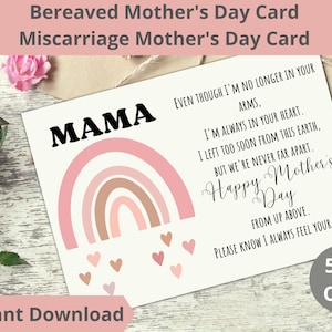 Tarjeta del Día de la Madre en duelo / Tarjeta del Día de la Madre por aborto espontáneo / Tarjeta del Día de la Madre por pérdida de niños / Tarjeta del Día de la Madre Ángel Mamá