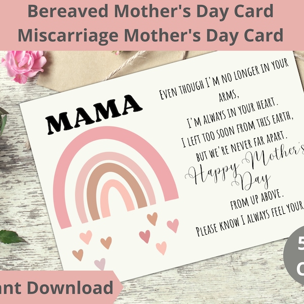 Bereaved Mother's Day Card | Miscarriage Mother's Day Card | Child Loss Mother's Day Card | Angel Mom Mother's Day Card