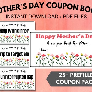 Libro coupon per la festa della mamma / Buoni stampabili per la mamma / Regalo per la mamma / Regalo per la festa della mamma / Libro coupon stampabile / Libro coupon per la mamma