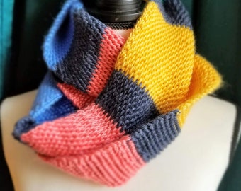 Color Block Crochet Infinity Scarf
