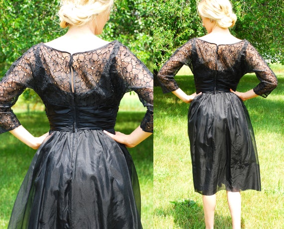 50s Floral Lace Organza Party Dress, Jonathan Log… - image 5