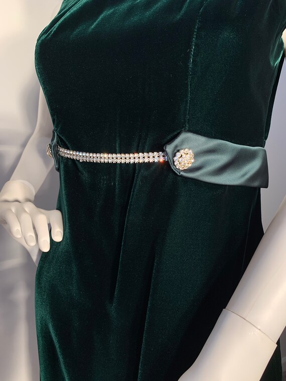 Vintage 50’s 60’s Emerald Green Velvet Maxi Dress… - image 5