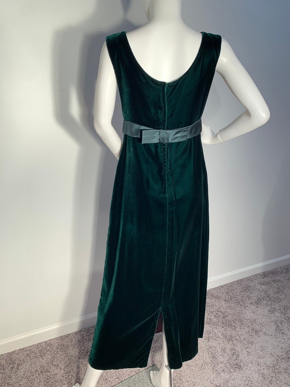 Vintage 50’s 60’s Emerald Green Velvet Maxi Dress… - image 10