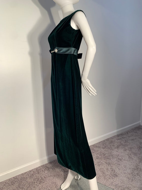 Vintage 50’s 60’s Emerald Green Velvet Maxi Dress… - image 8