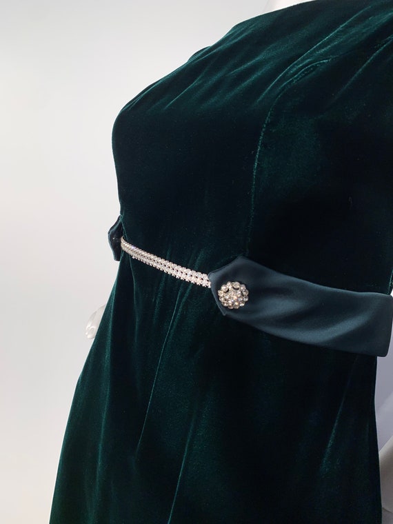 Vintage 50’s 60’s Emerald Green Velvet Maxi Dress… - image 6