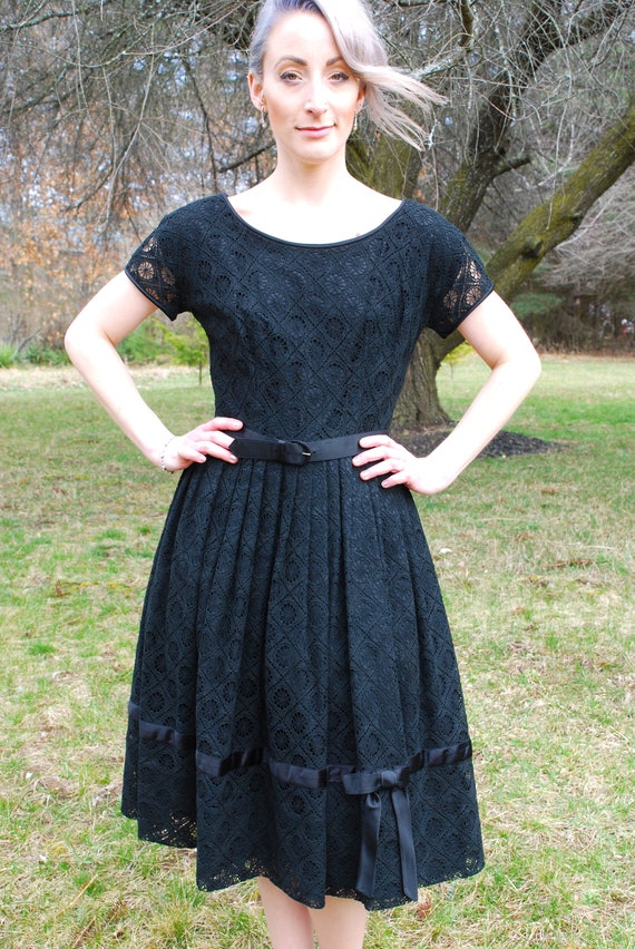 50’s Vintage Make Mine A MCKETTRICK Black Lace Dr… - image 1