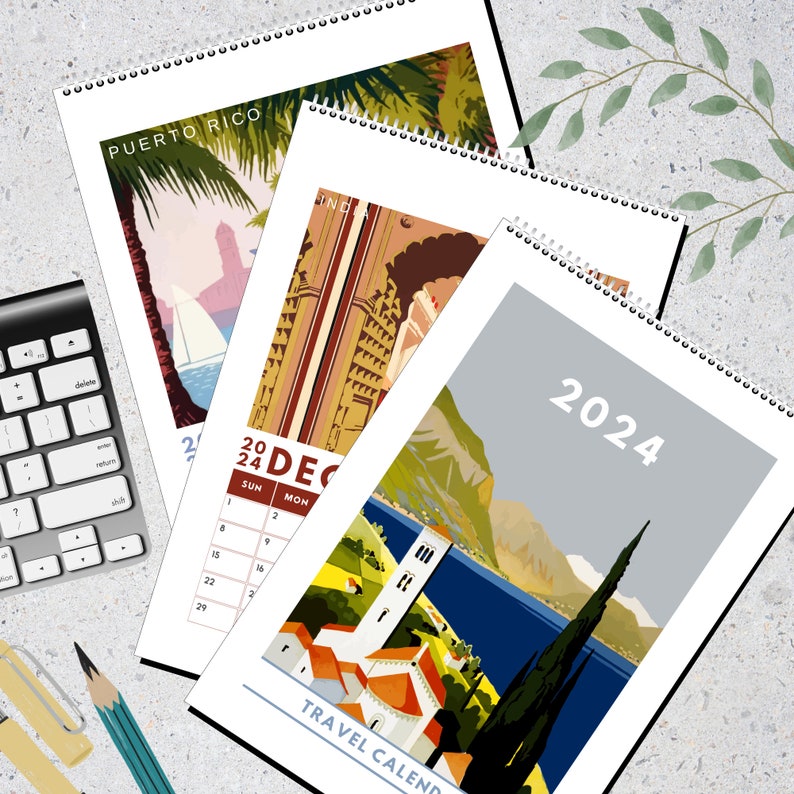 2024 Travel Wall Calendar World Prints Wall Art Perfect for Etsy