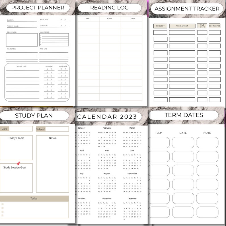 Printable Study Planner PDF Student Journal Bundle Perfect Organizer ...