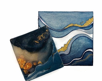 California Artisan Made, Handcrafted Marble Soap – Agate Square Goat Milk Soap, Winter Snow Scent