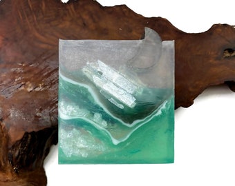 Aquamarine Crystal Soap - Polished Agate, Goat Milk Soap (Butterfly Pea Scent)
