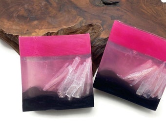 Pink Tourmaline Crystal Soap – Artisan Goat Milk Hand Soap, Baby Rose Scent