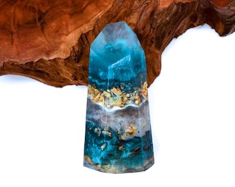 Turquoise Crystal Glycerin Soap – Sandalwood Scent, Artisan Made