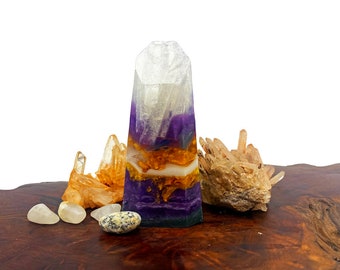 Amethyst Crystal Point - Artisan Made Hand / Bath Glycerin Soap ( Blackberry Sage Fragrance oil Scent ) : PM0006