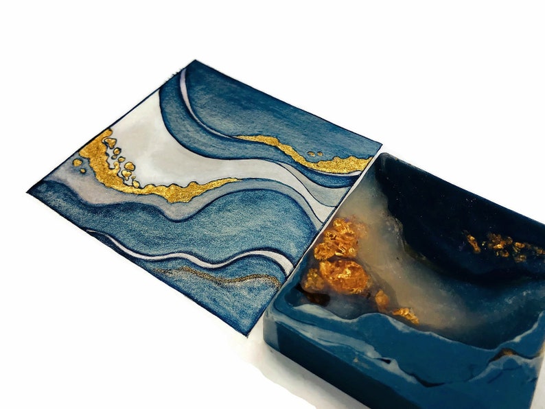 Italian Marble Soap Polished Agate Square Crystal Hand / Bath Bar Soap Winter Snow Oil Scent : PM0022 image 4