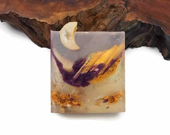 Ametrine Crystal Soap - Polished Agate Square Crystal Hand / Bath Bar Soap ( Lingonberry Spice Fragrance Oil Scent ) : PM0051