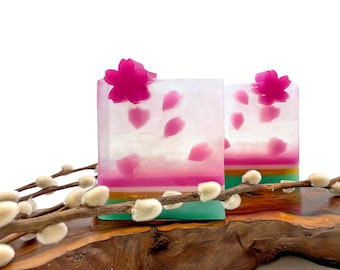 Spring Sakura - Artisan Made Hand / Bath Bar Soap (Cherry Blossom Scent ) : PM0028