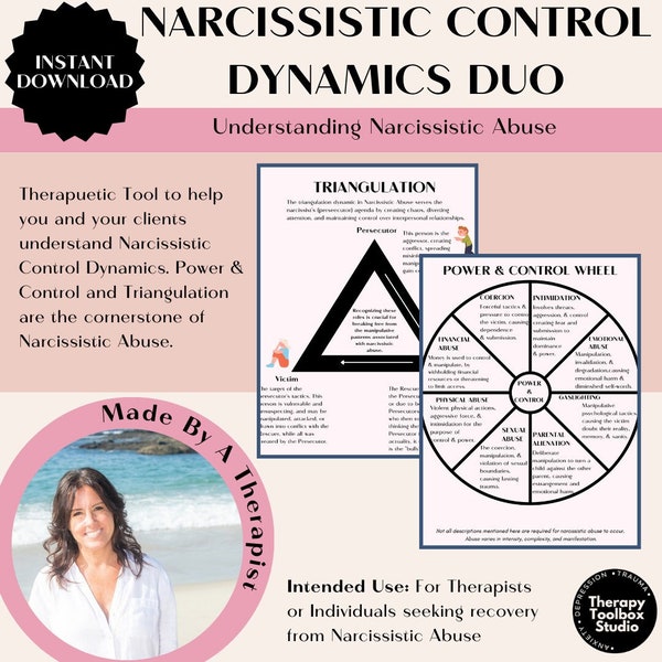 Narcissist, Abuse, Triangulation, Power and Control, workbook, anxiety, depression, break-up, cycle of abuse, manipulation, therapist aid