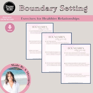 Setting Boundaries, Unhealthy, Healthy Relationships, workbook, anxiety, depression, codependency, people pleaser, therapist aid, growth