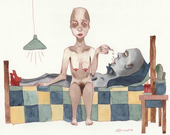 The Ashtrays Poisoned Mind A4 Watercolor Fine Art Print