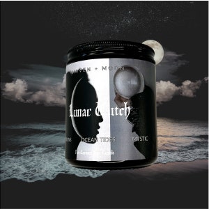 LUNAR WITCH 8 OZ Coconut Soy Candle, Moon Phases, Wicca, Moon Witch, Moon Goddess,  Moon Candle, Ocean Tides, Deep Emotions, Mysticism