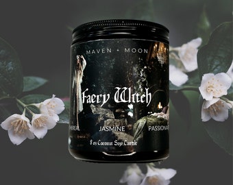 FEERY WITCH 8 OZ Kokosnuss-Sojakerze, Jasmin, verzaubert, ätherisch, leidenschaftlich, jenseitig, romantisch, schelmisch,