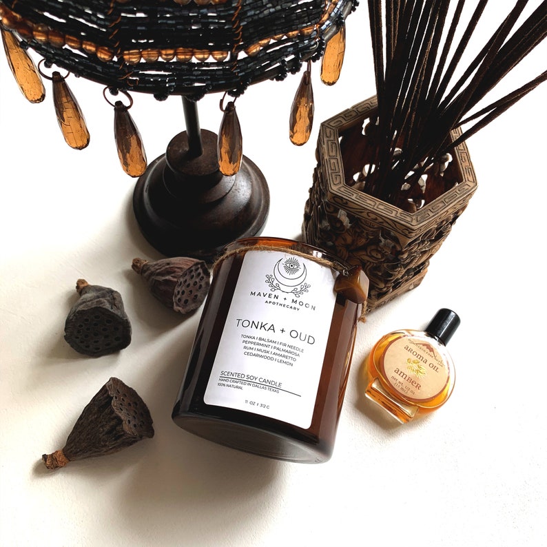 Tonka & Oud Candle Altar Candle Ritual Candle Agarwood Etsy