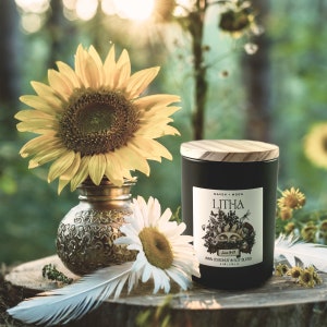 LITHA - 6 oz  Soy & Coconut Candle | Wheel of The Year | Celtic Sabbat | Wiccan | Wicca Sabbat | Witchy Candles | Vegan | Non-toxic