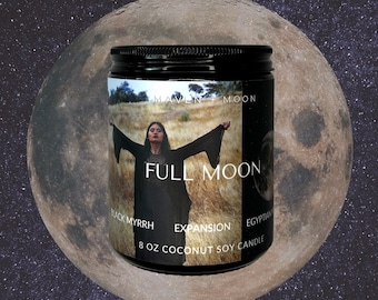 Full Moon Coconut Soy Candle - Mystical Altar Candle, 8 oz