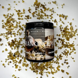 FRANKINCENSE - 8 oz Soy + Coconut Candle | Sacred Herbs | Ancient | Grounding | Soothing | Meditative | Spiritual | Witch Ritual Candle