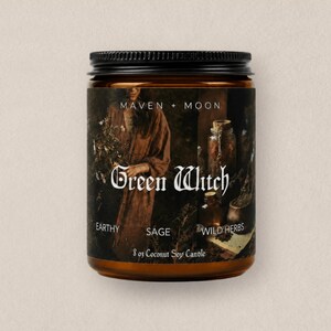 Green Witch Candle | Herbal Fragrance for Balance & Well-Being - 8 oz image 5