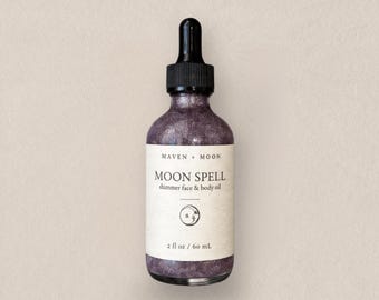 Moon Spell Shimmer Oil | Vanilla, Black Myrrh, Egyptian Musk & Amber | Illuminating Body Oil | 2 oz