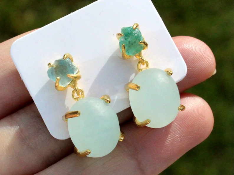 Hand Crafted Peridot Gemstone Stud Earring